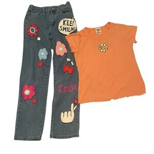 GOGO Star Denim Jeans Sz 10 & Lily Bleu flower top Sz 14